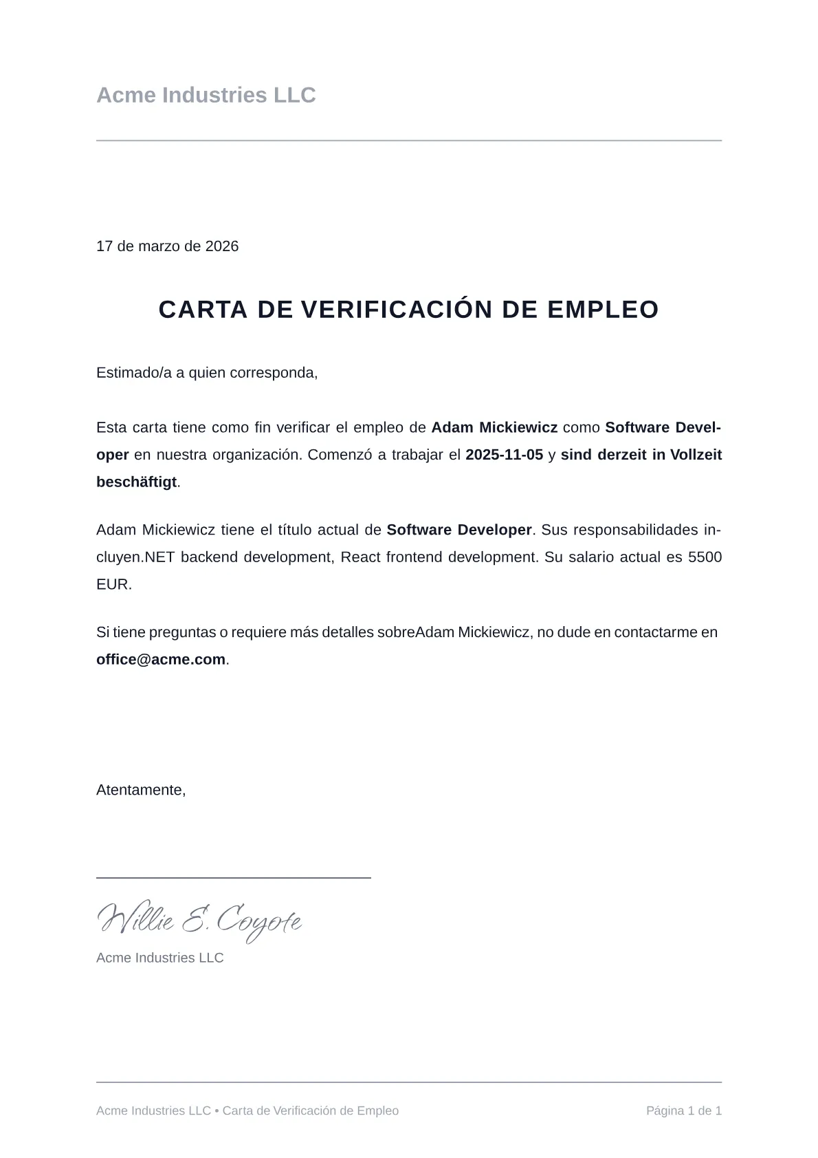 Imagen de ejemplo de carta de verificación laboral